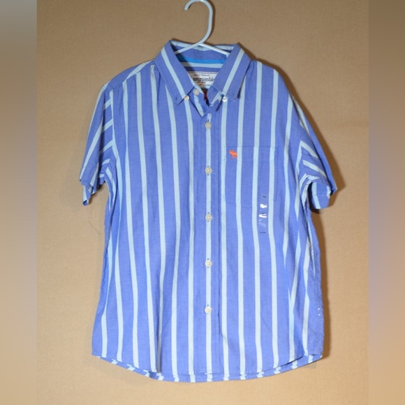 Abercrombie & Fitch Other - Abercrombie & Fitch Kids Button Down Short Sleeve Shirt Blue and Teal Size L